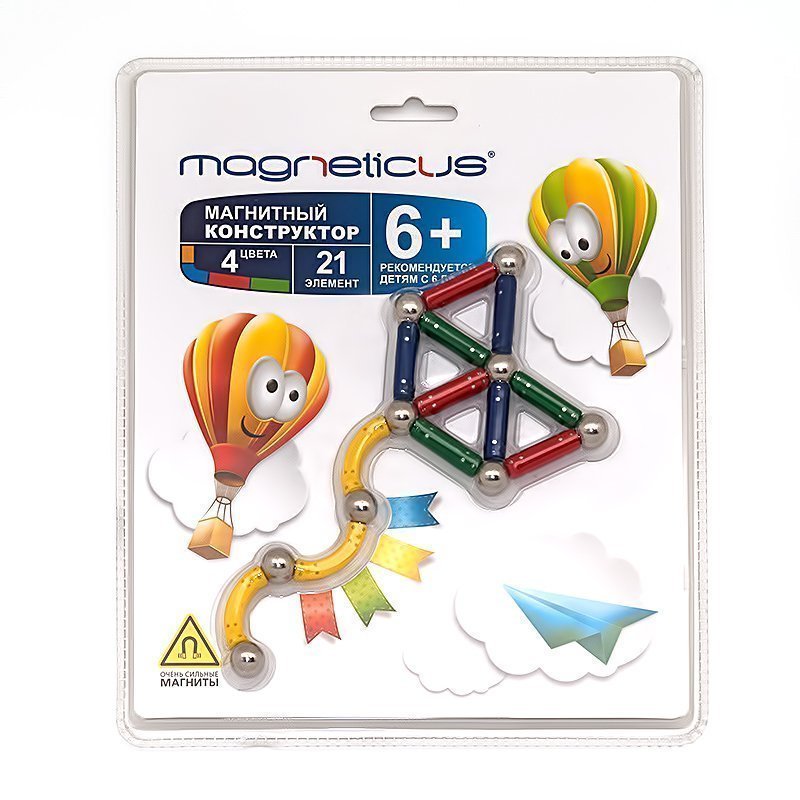Магнитный конструктор MAGNETICUS, 88 элементов, разноцветный