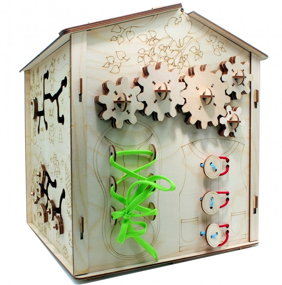 Конструктор-кукольный домик ХэппиДом «Коттедж с пристройкой и мебелью» из дерева