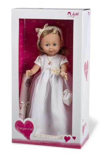 Arias ELEGANCE виниловая кукла 42 см.в платье с аксессуаром светлые волосы в коробке с окошком
